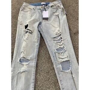 Sofia Vergara NWT Women’s Jeans‎ Distressed Size 8 Destroyed Light Wash Boho